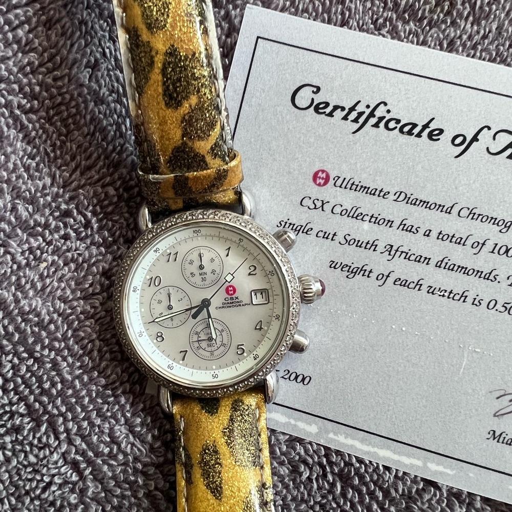 Michele CSX Ultimate Diamond Chronograph Watch with Alligator Watchbands